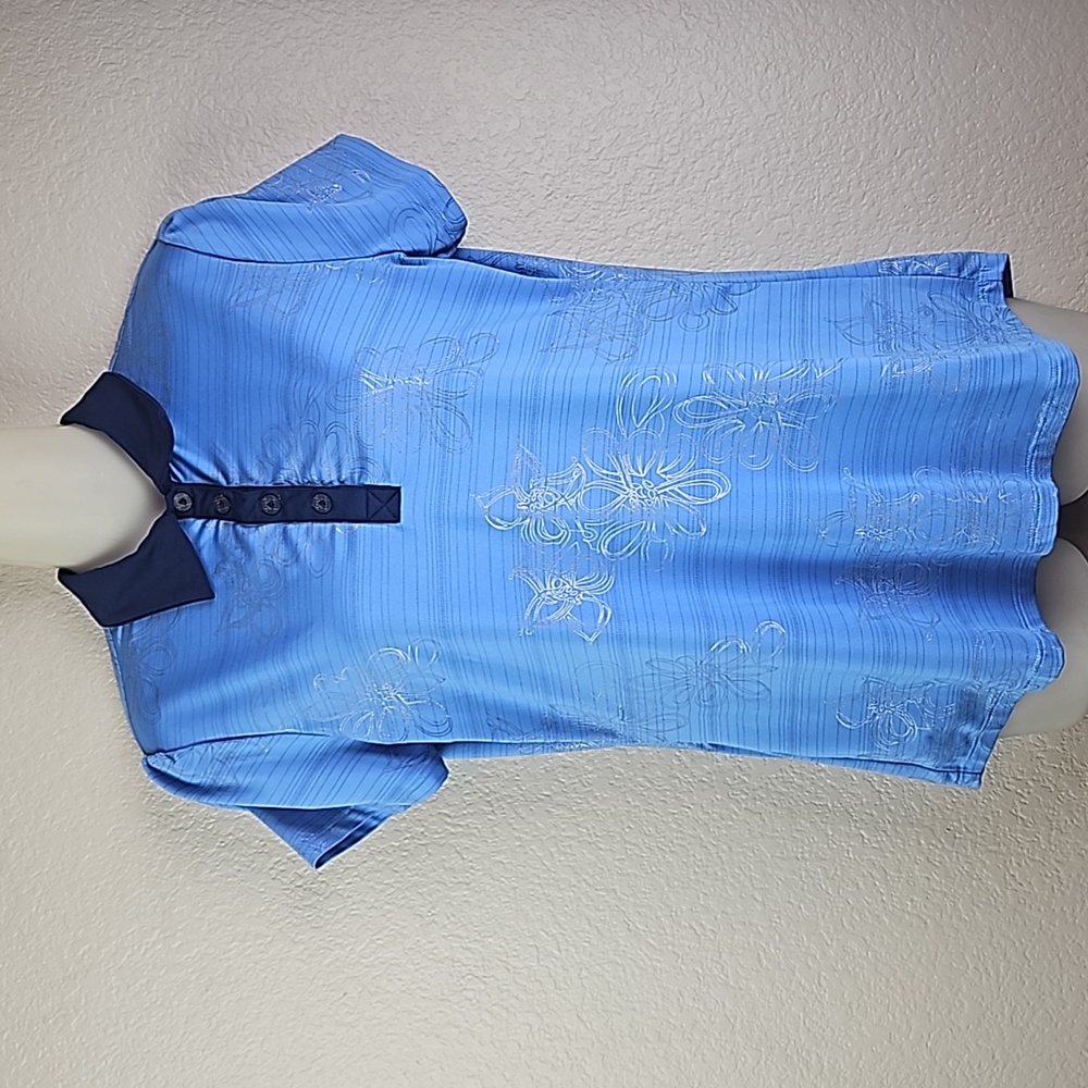 Swing | Women's Activewear Golf Metallic Floral Short Sleeves Polo Sz M